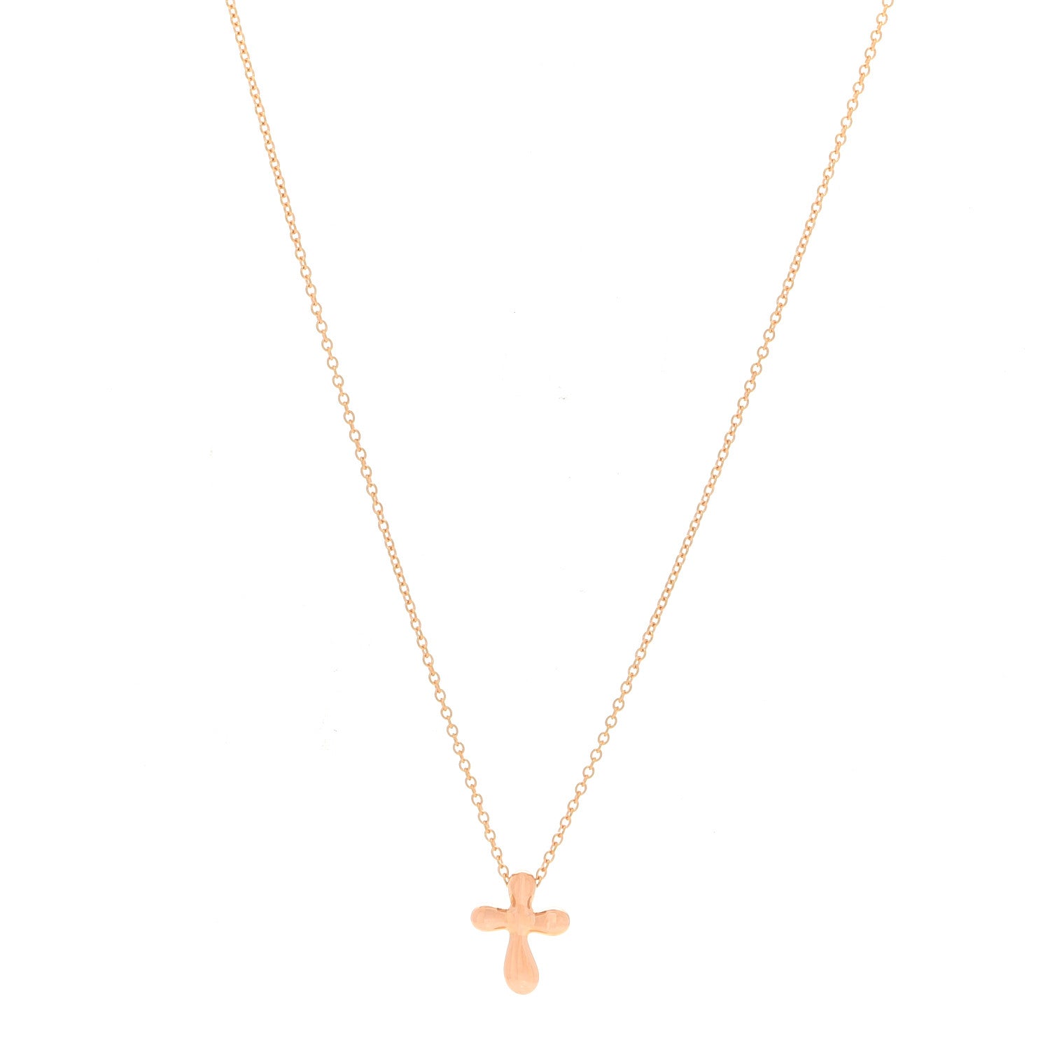 Tiffany 18K Rose Gold 12mm Elsa Peretti Cross Pendant Necklace 1 of 5