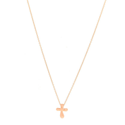 Tiffany 18K Rose Gold 12mm Elsa Peretti Cross Pendant Necklace 1 of 5
