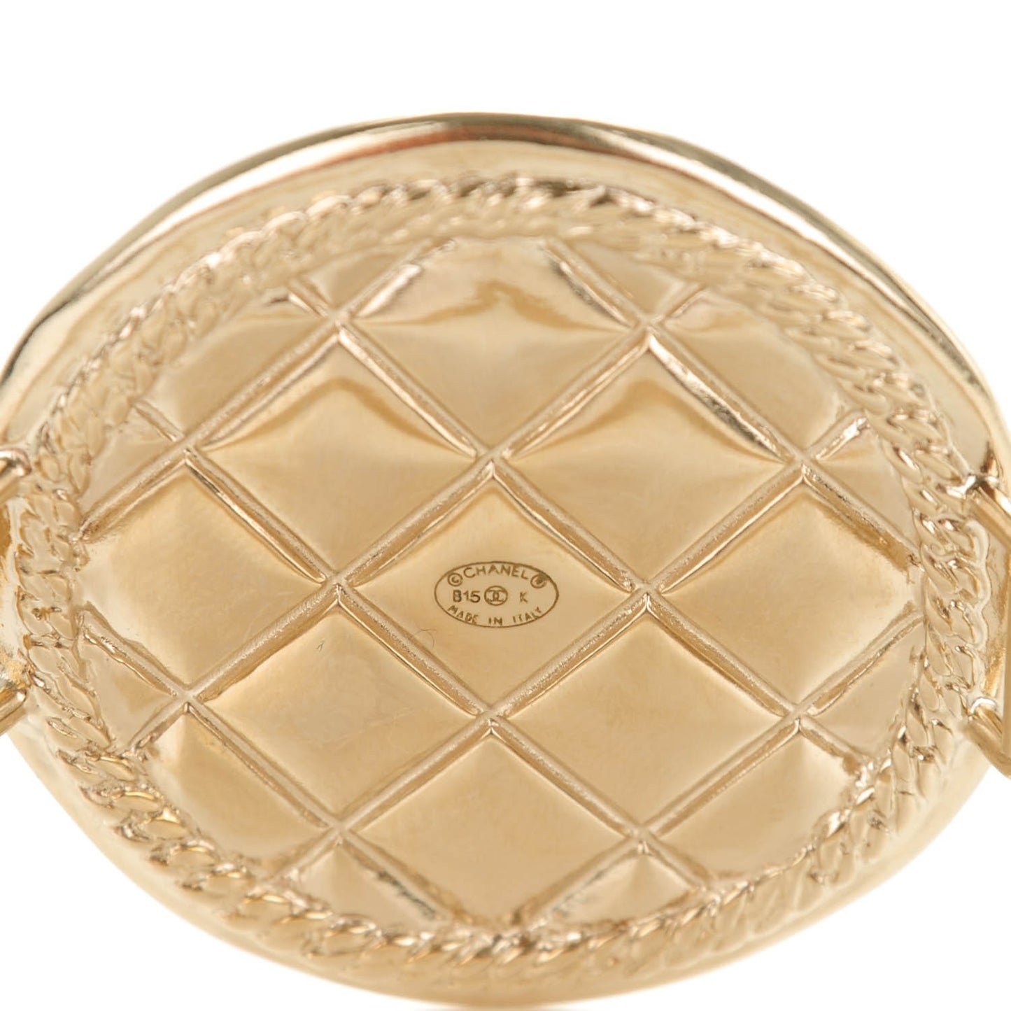 Metal Quilted CC Coin Bracelet Gold