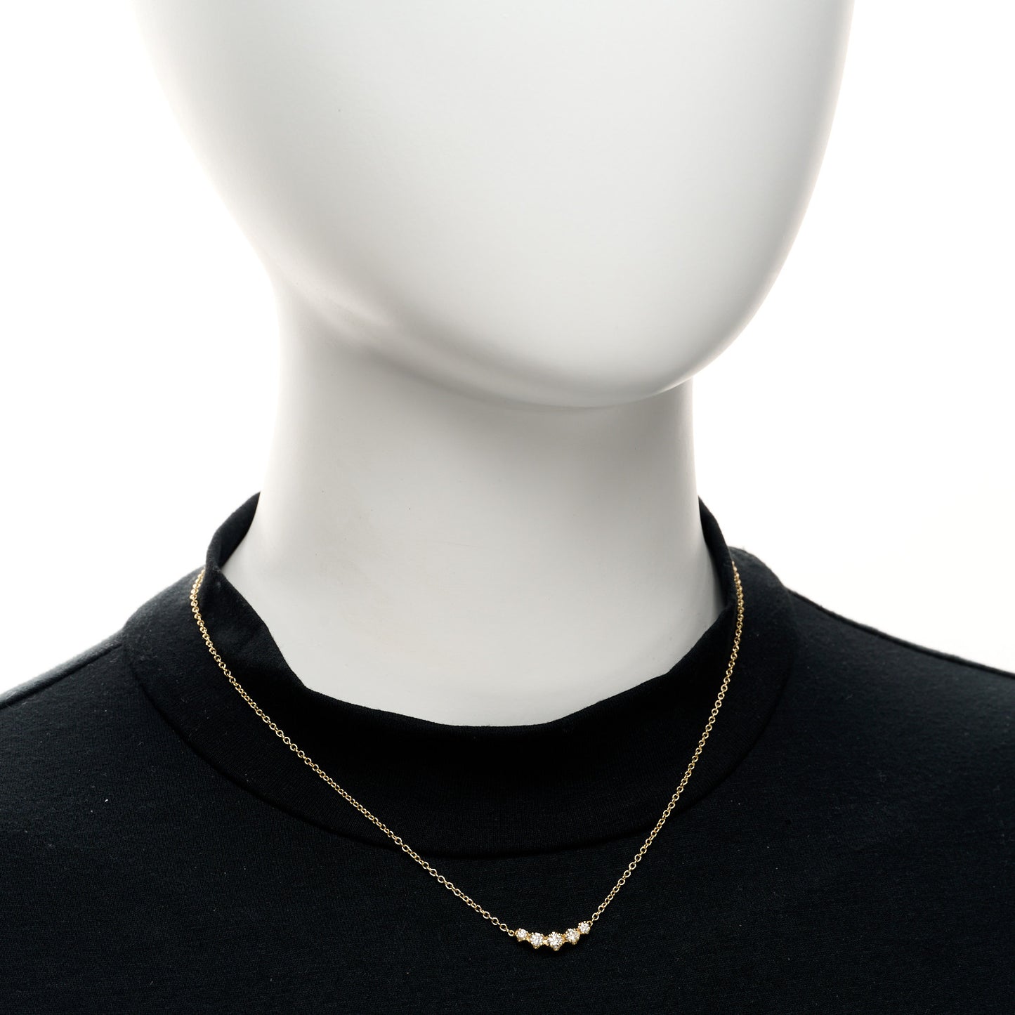 18K Yellow Gold Diamond 5 Illusion Set Pendant Necklace