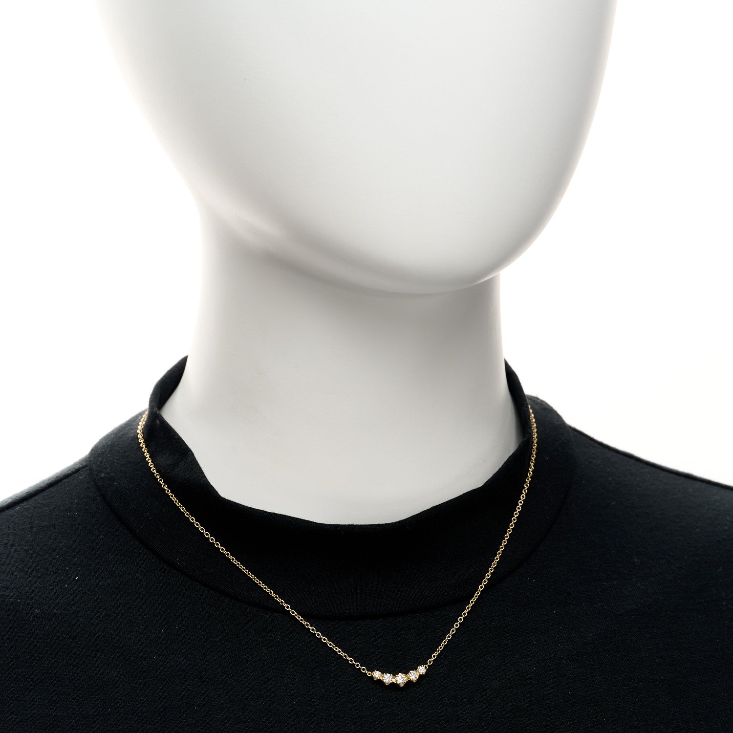 Jennifer Meyer 18K Yellow Gold Diamond 5 Illusion Set Pendant Necklace 2 of 4