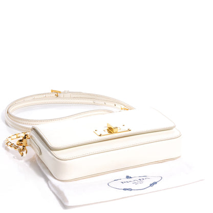 Prada Saffiano Vernice Crossbody Flap Bag Bianco 6 of 12