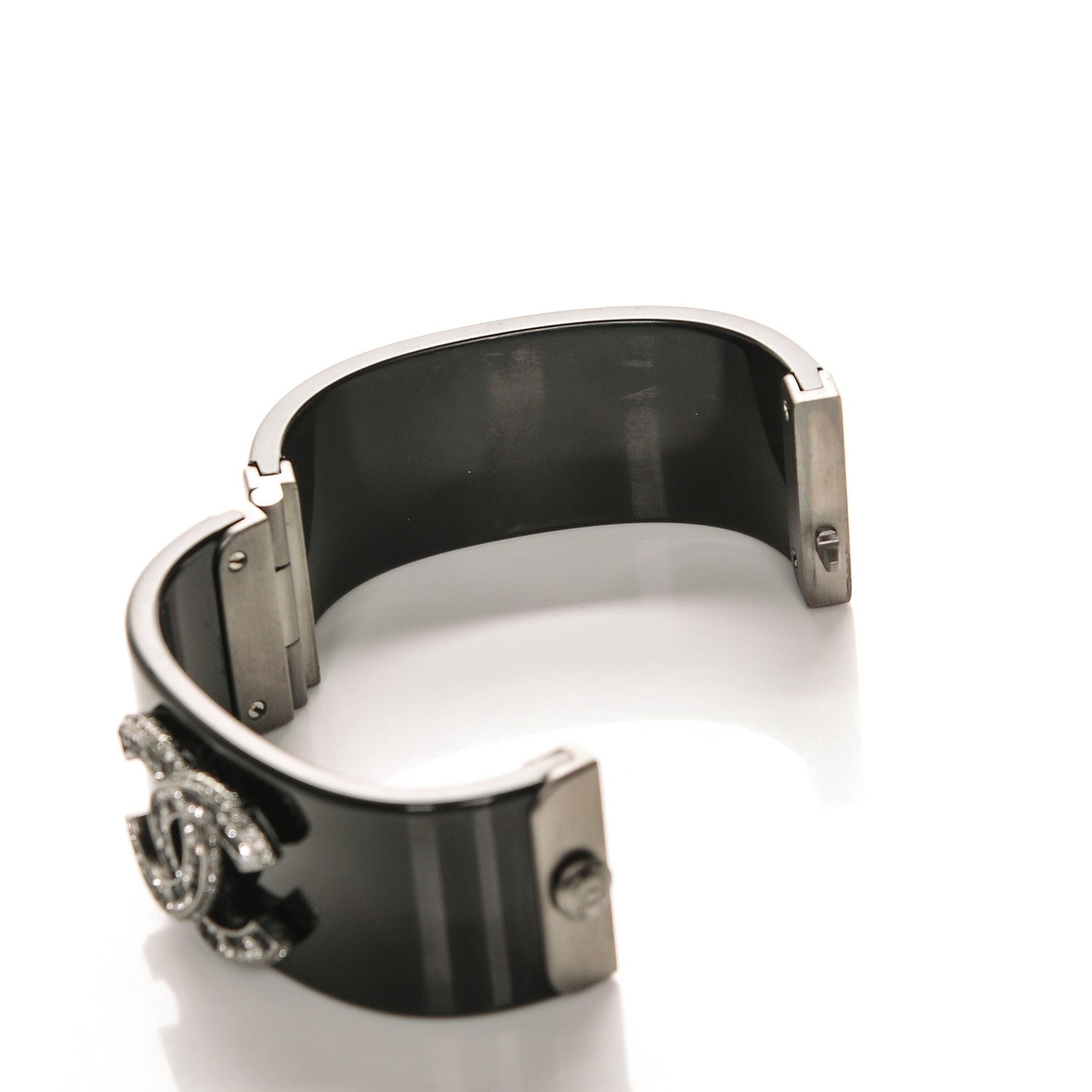 Chanel Resin Baguette Crystal CC Cuff Black 4 of 6