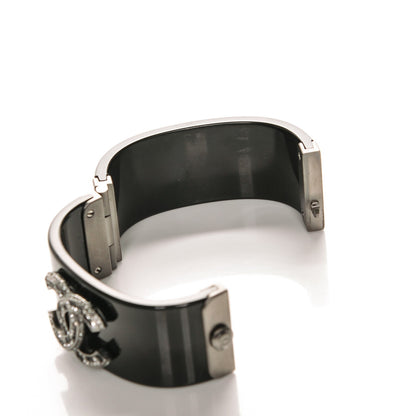 Chanel Resin Baguette Crystal CC Cuff Black 4 of 6