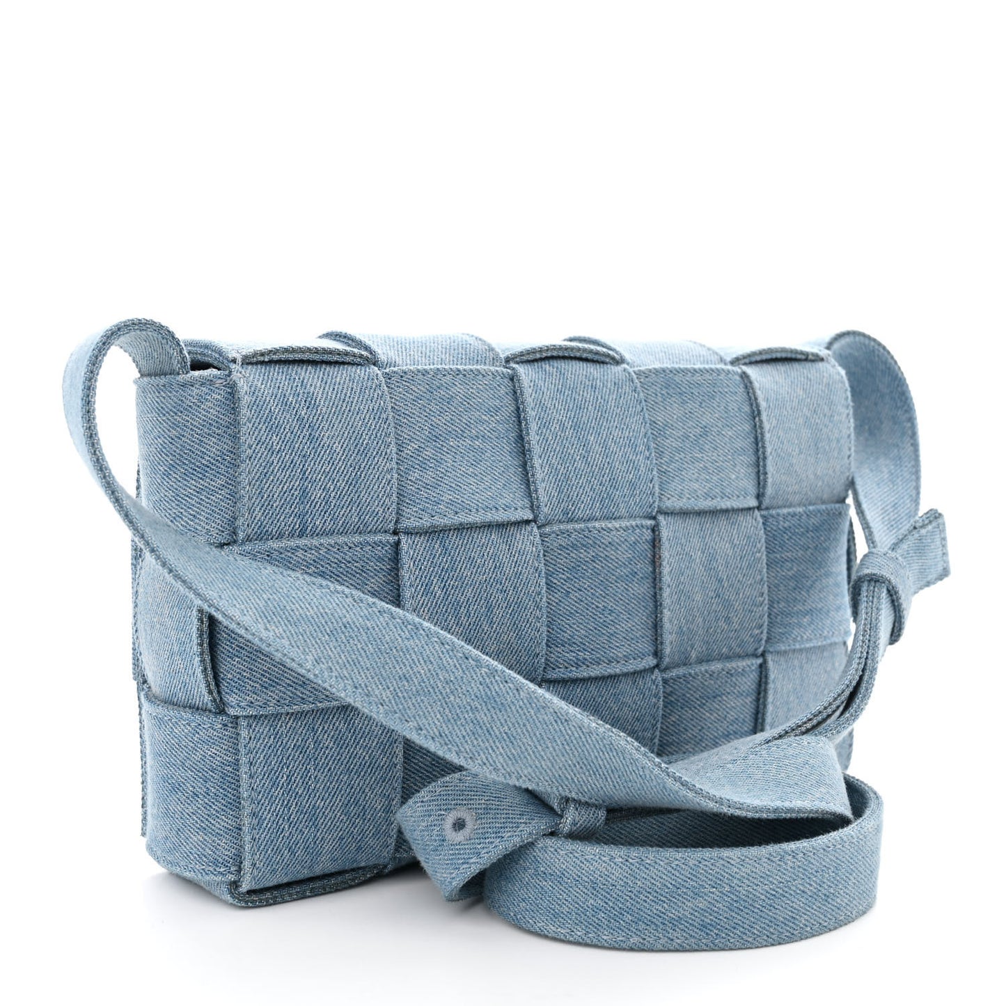 Denim Maxi Intrecciato Cassette Crossbody Bag Washed Indigo