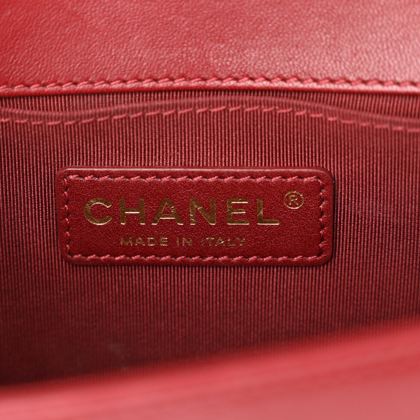 Lambskin Quilted Small Boy Flap Dark Red