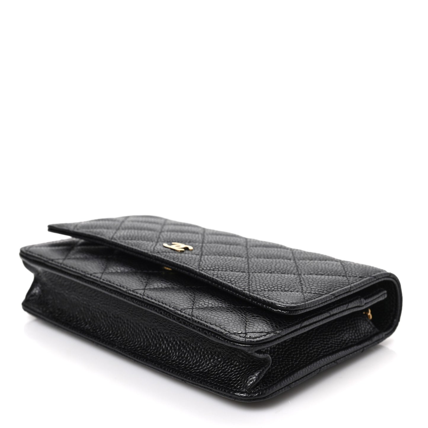 Caviar Quilted Wallet on Chain WOC Black