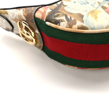 Gucci GG Supreme Monogram Water Flora Web Mini Ophidia Half Moon Hobo Beige Blue Multicolor 9 of 11