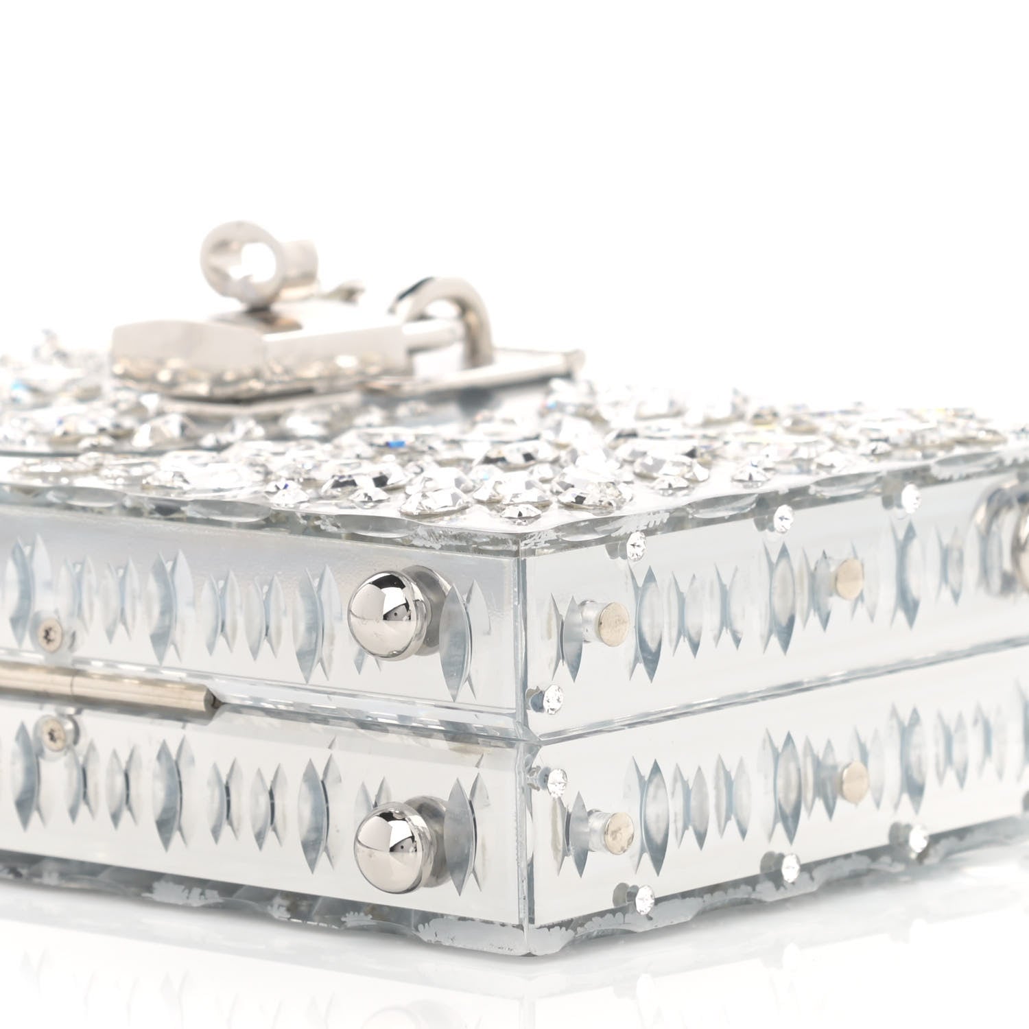 Dolce & Gabbana Crystal Embellished Plexiglass Dolce Box Clutch Silver 9 of 9