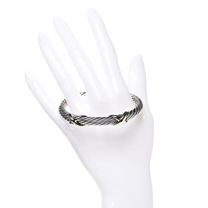 David Yurman Sterling Silver 14K Yellow Gold 7mm Double X Cable Bracelet 2 of 4