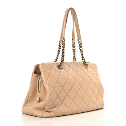 Chanel Calfskin Quilted Small CrownTote Beige 2 of 14