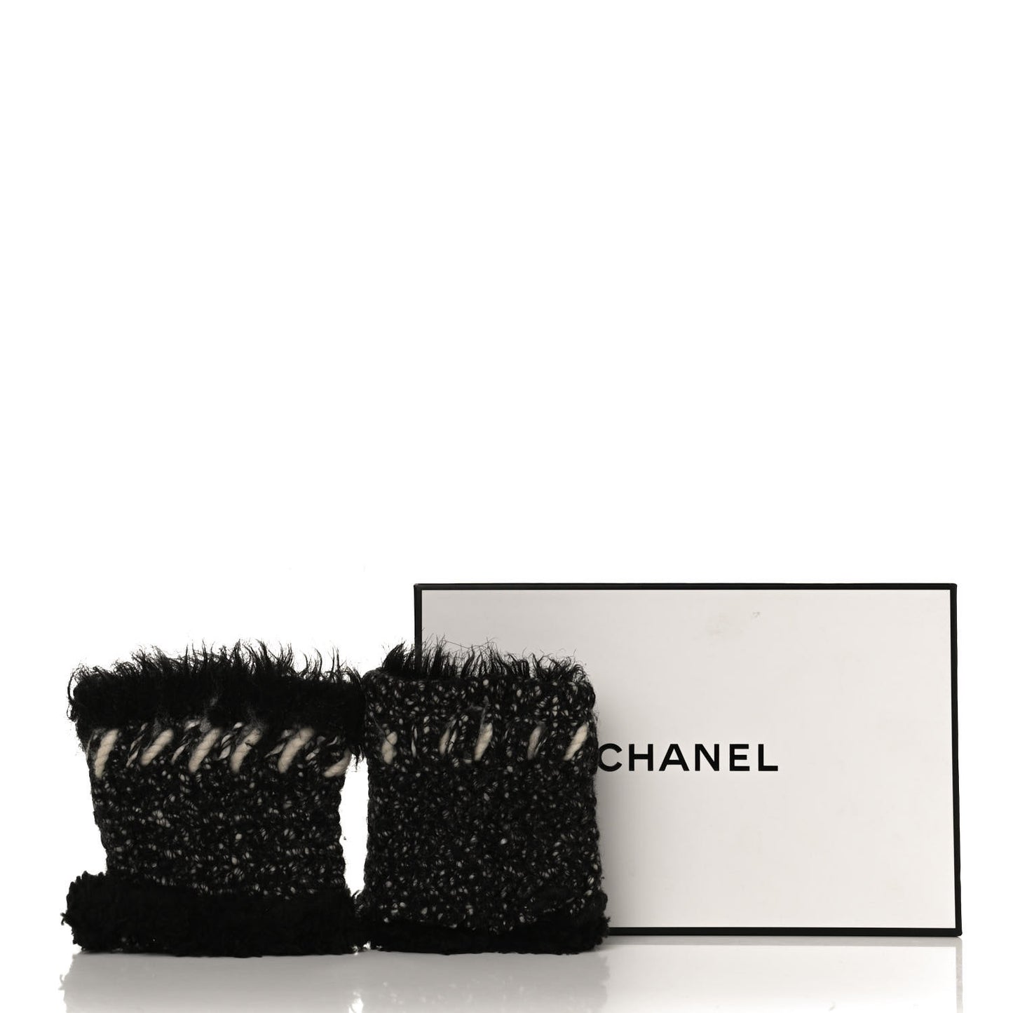 Tweed Fingerless Gloves Black