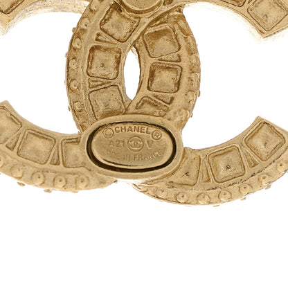 Chanel Crystal Timeless CC Earrings Light Gold 4 of 4