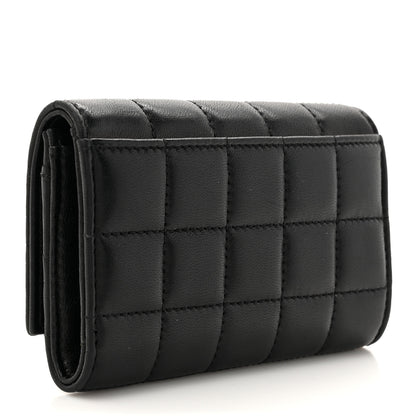 Saint Laurent Goatskin Carre Quilted Cassandre Compact Envelope Card Case Black 3 of 7
