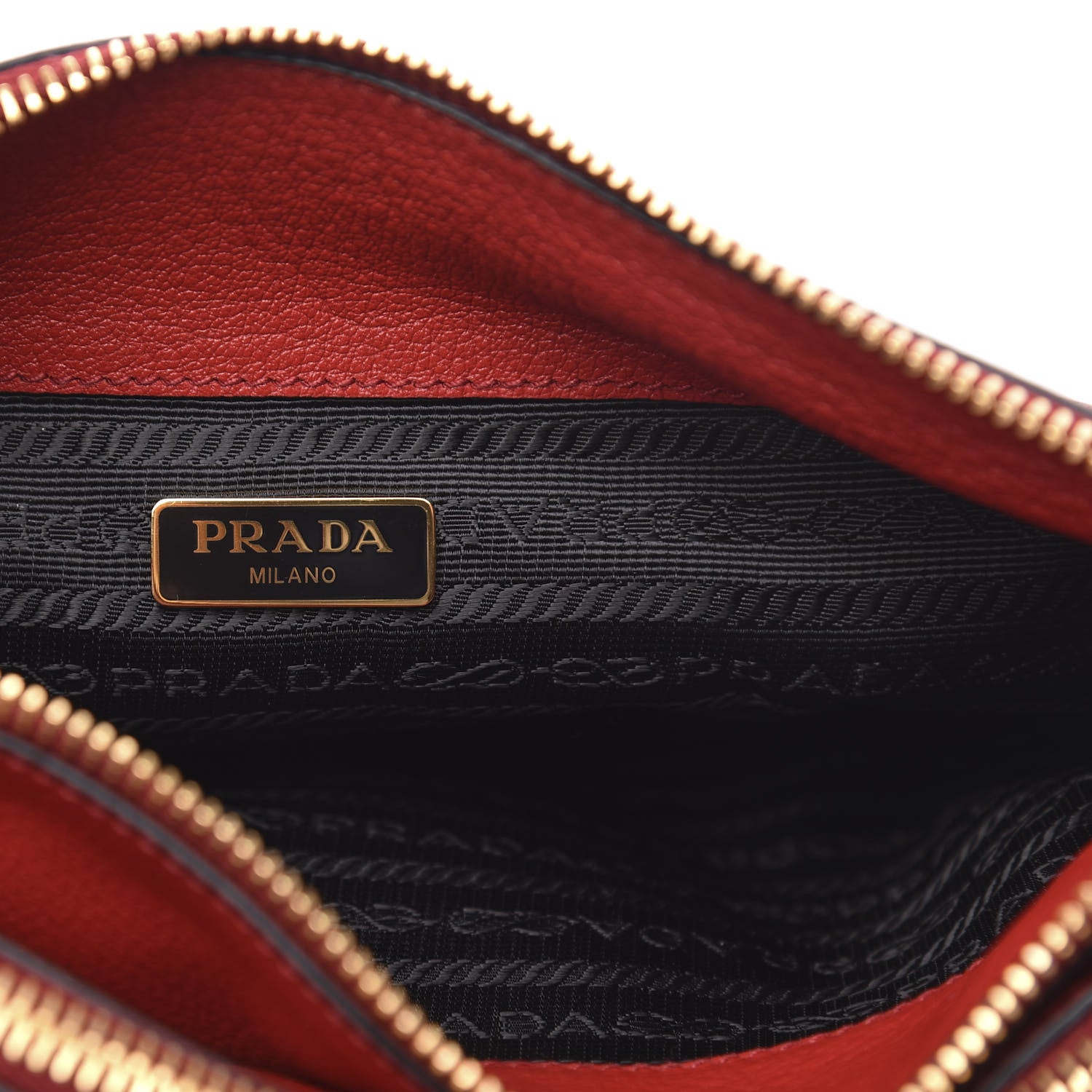 Prada Vitello Phenix Double Zip Crossbody Bag Scarlatto 7 of 10