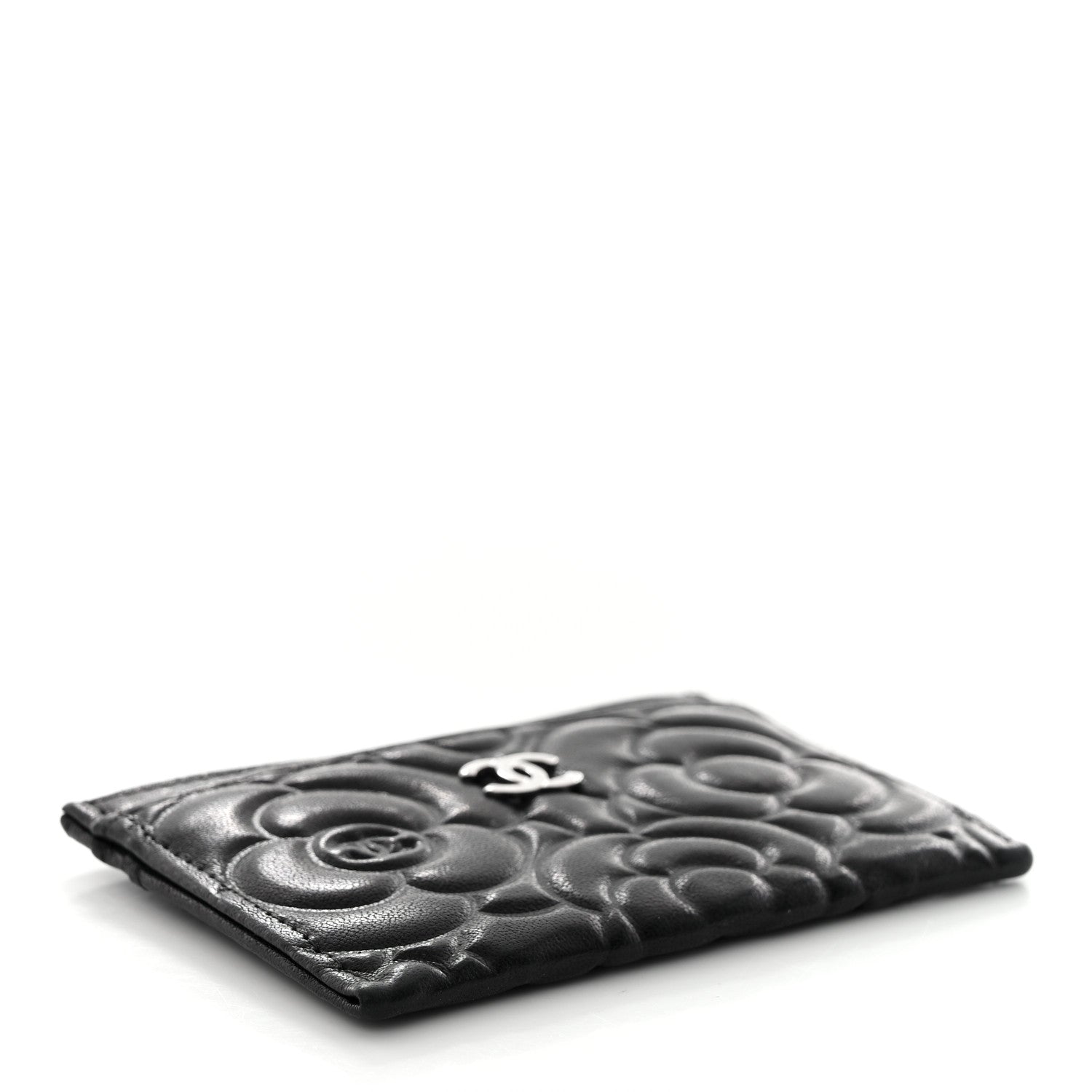 Chanel Lambskin Camellia Embossed Card Holder Black 4 of 8