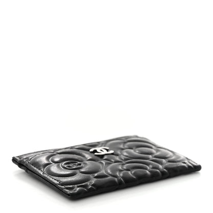 Chanel Lambskin Camellia Embossed Card Holder Black 4 of 8