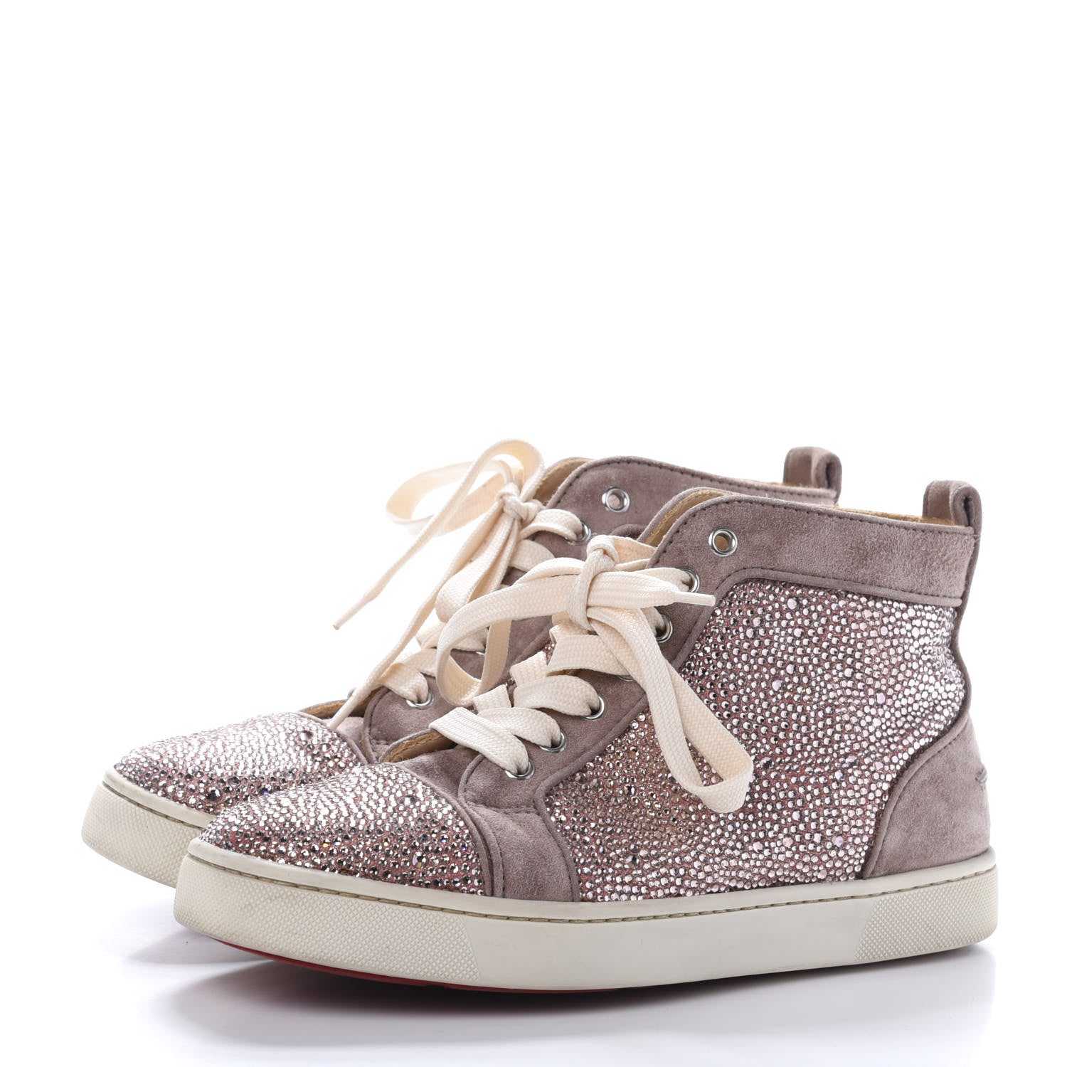 Christian Louboutin Veau Velours Strass Louis Flat Sneakers 39 Pink 3 of 9