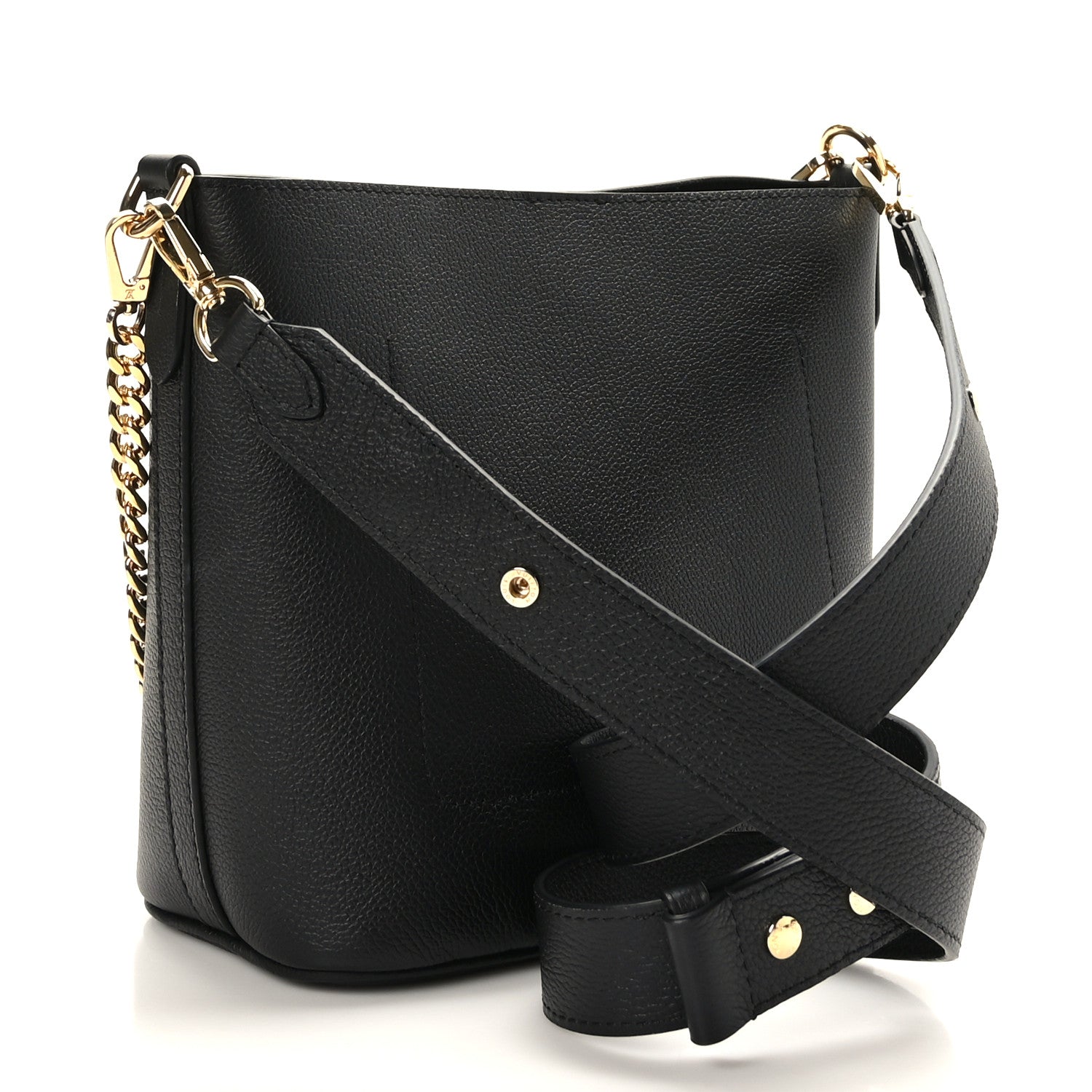 Louis Vuitton Calfskin Lock and Walk Bucket Black 3 of 7