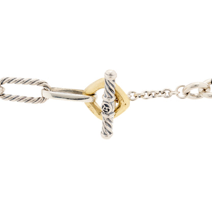 David Yurman Sterling Silver 18K Yellow Gold Figaro Chain Link Necklace 4 of 5