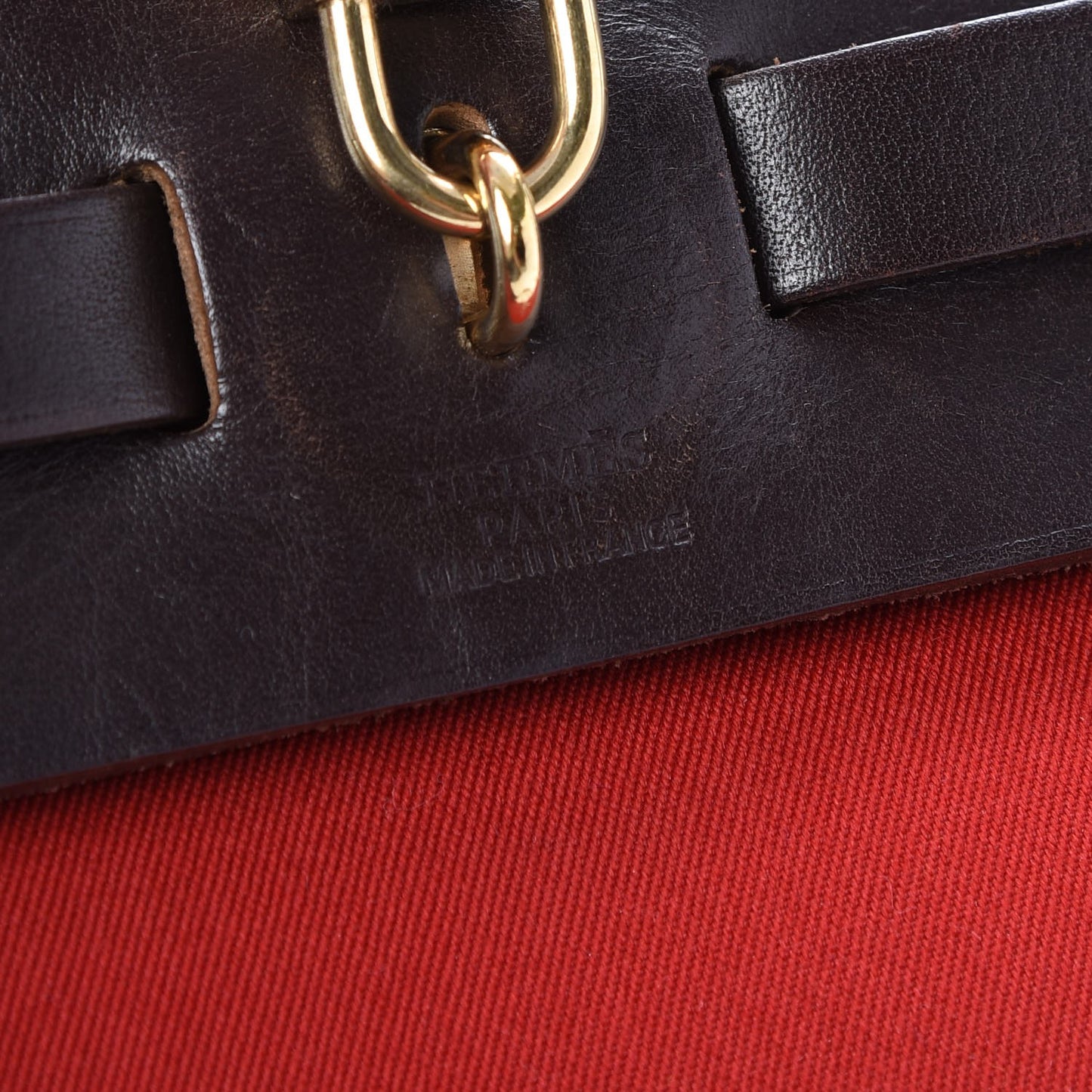 Toile Vache Calfskin Herbag 30 PM Orange Red