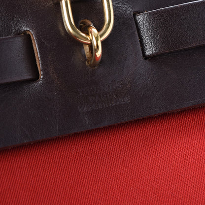 Hermes Toile Vache Calfskin Herbag 30 PM Orange Red 5 of 8