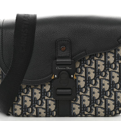 Christian Dior Grained Calfskin Oblique Saddle Messenger Black 9 of 11