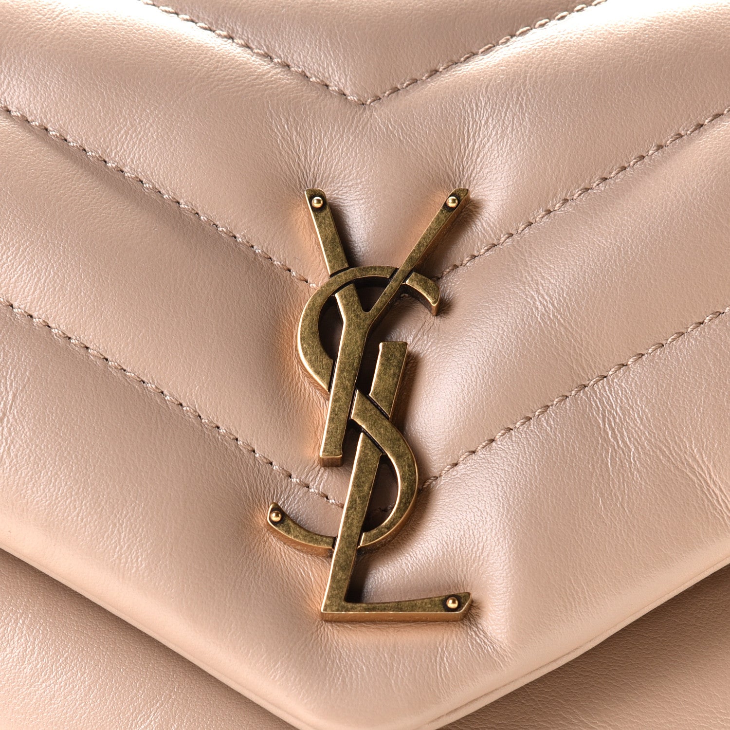 Saint Laurent Calfskin Y Quilted Monogram Small Loulou Chain Satchel Dark Beige 6 of 8