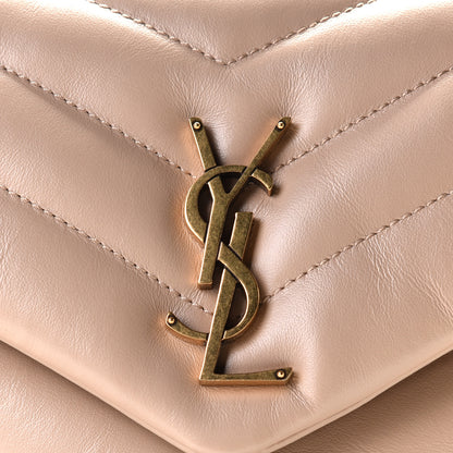 Saint Laurent Calfskin Y Quilted Monogram Small Loulou Chain Satchel Dark Beige 6 of 8