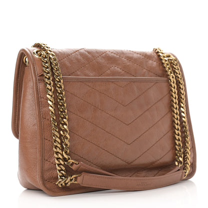 Saint Laurent Crinkled Calfskin Matelasse Monogram Medium Niki Chain Satchel Caramel 3 of 14