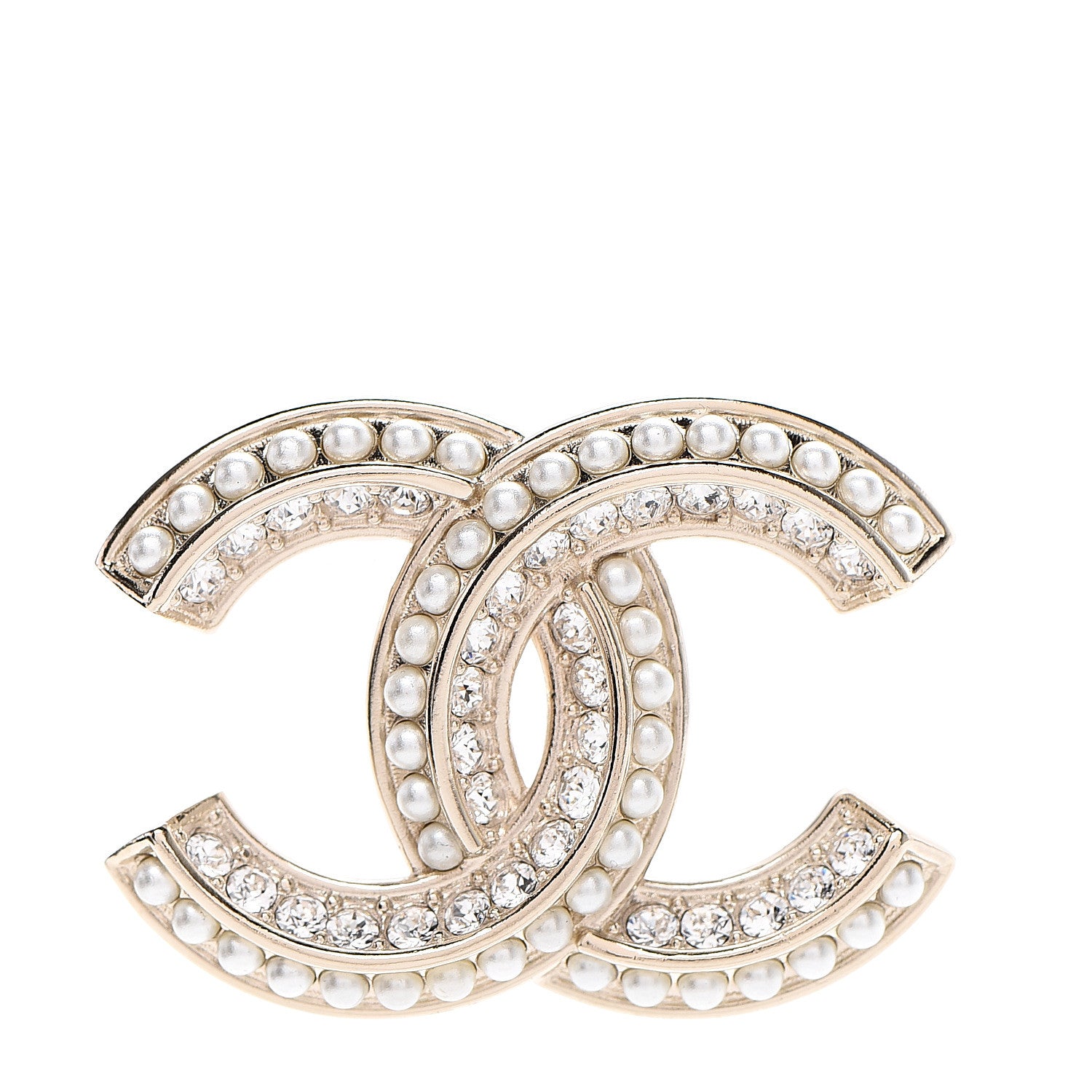 Chanel Crystal Pearl Chain Mania CC Earrings Gold 1 of 5