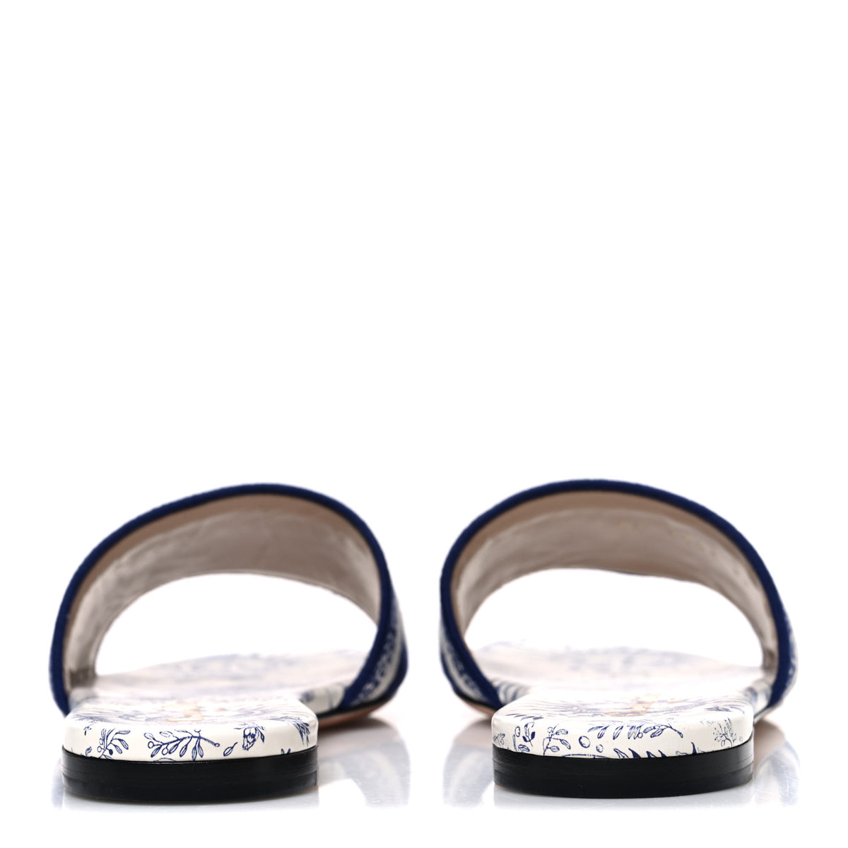 Christian Dior Canvas Soleil Embroidered Dway Mules Slide Sandals 37 Deep Blue 6 of 11