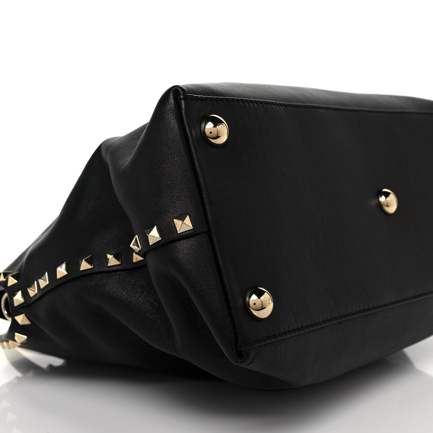 Vitello Rockstud Dome Satchel Black