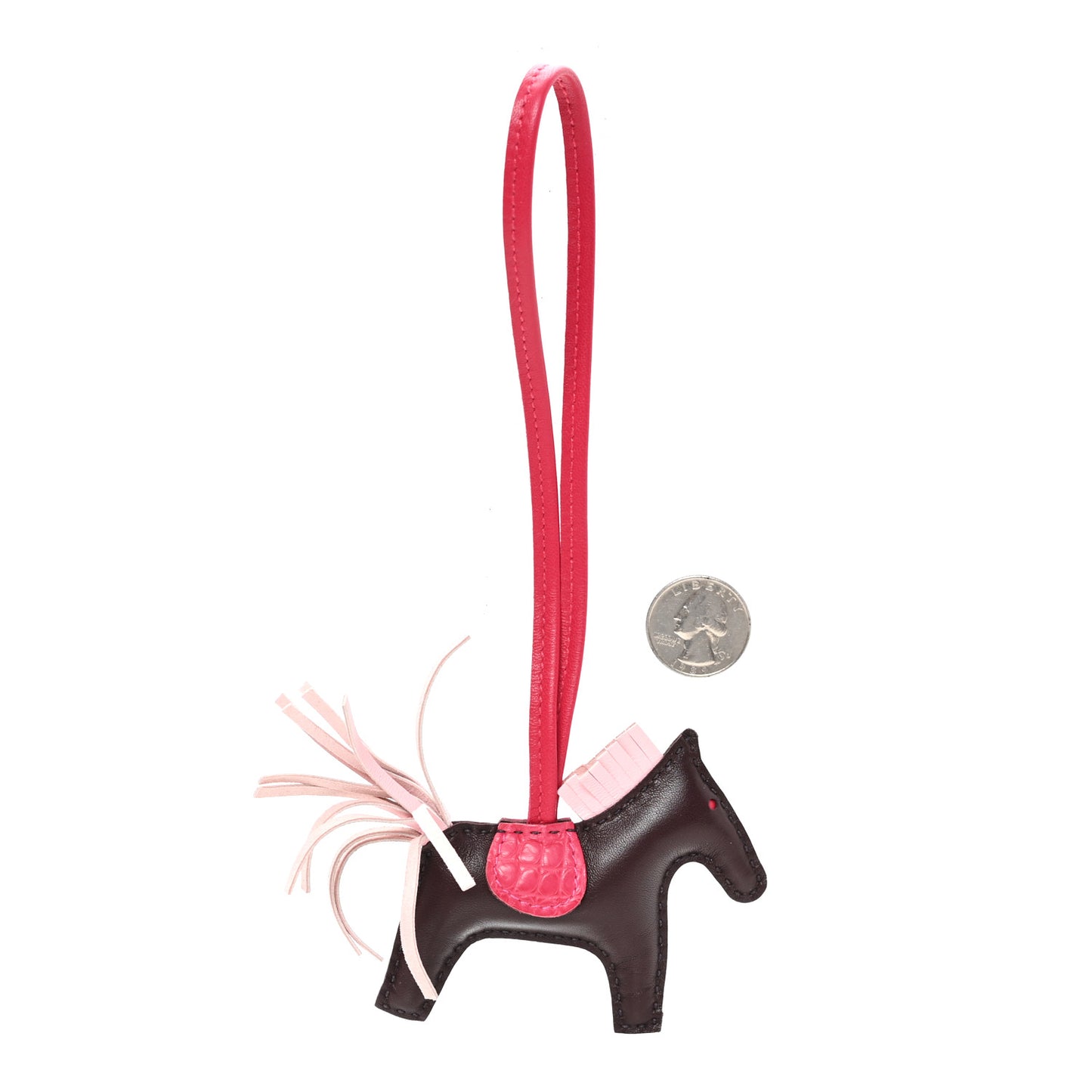 Milo Lambskin Matte Alligator Touch Grigri Rodeo Horse Bag Charm PM Rouge Sellier Framboise Rose Sakura