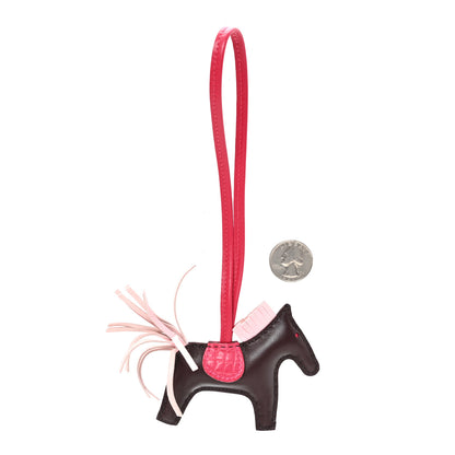 Hermes Milo Lambskin Matte Alligator Touch Grigri Rodeo Horse Bag Charm PM Rouge Sellier Framboise Rose Sakura 2 of 3