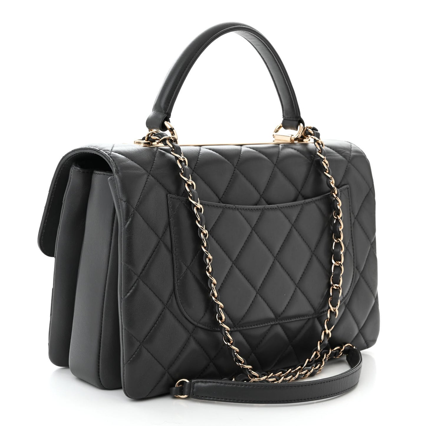 Lambskin Quilted Medium Trendy CC Flap Dual Handle Bag Dark Grey