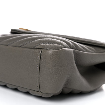 Saint Laurent Sheepskin Matelasse Chevron Monogram Medium College Bag Light Coal 9 of 11