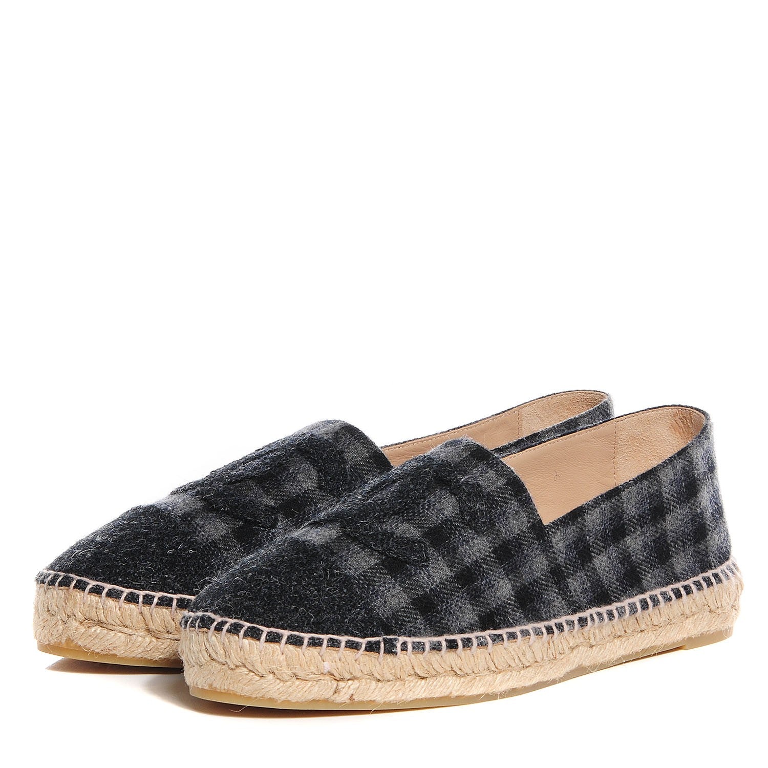 Chanel Plaid Fabric CC Espadrilles 41 Grey 3 of 6