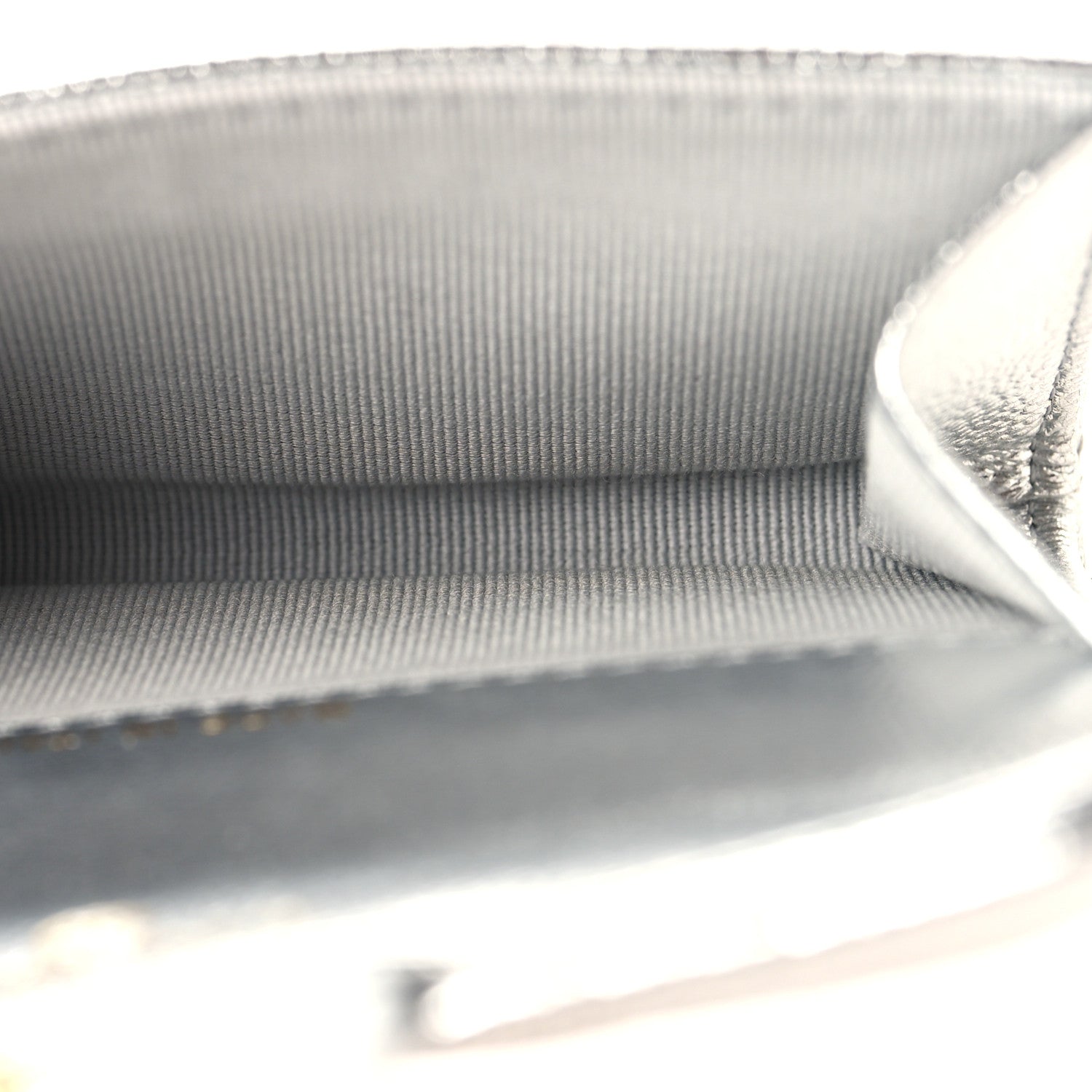 Chanel Metallic Caviar Quilted Flap Card Holder Wallet Silvery 5 of 9