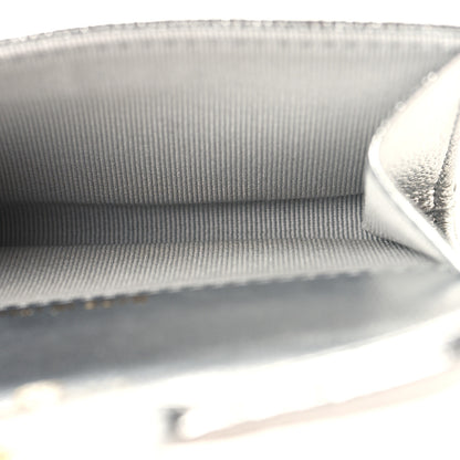 Chanel Metallic Caviar Quilted Flap Card Holder Wallet Silvery 5 of 9