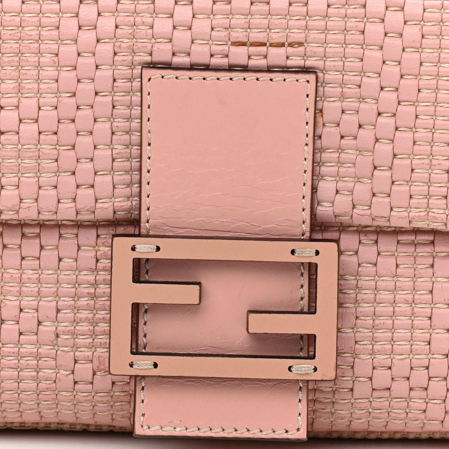 Fendi Calfskin Woven Baguette Cipria Beige Phard 9 of 11