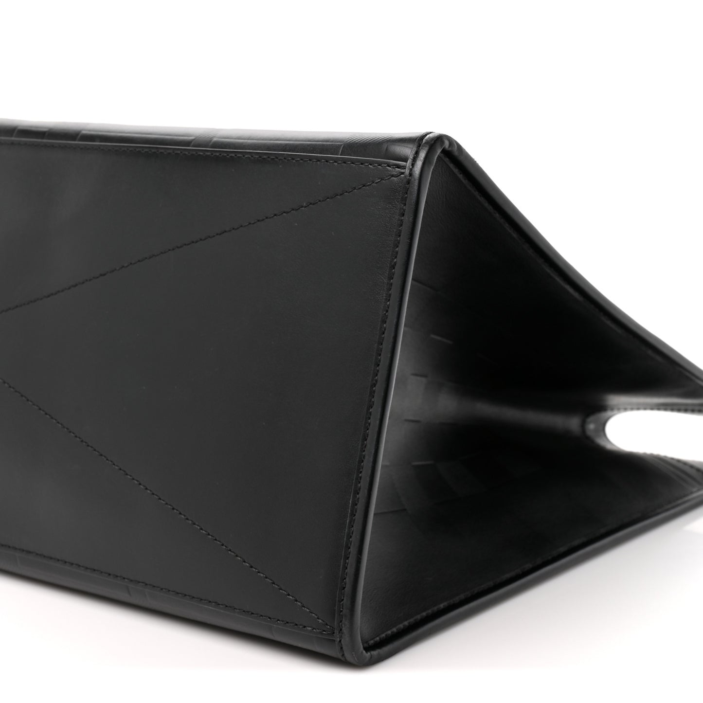 Calfskin Denny Check Embossed Tote Black