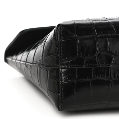 Mulberry Crocodile Embossed Calfskin Darley Cosmetic Pouch Black 8 of 9