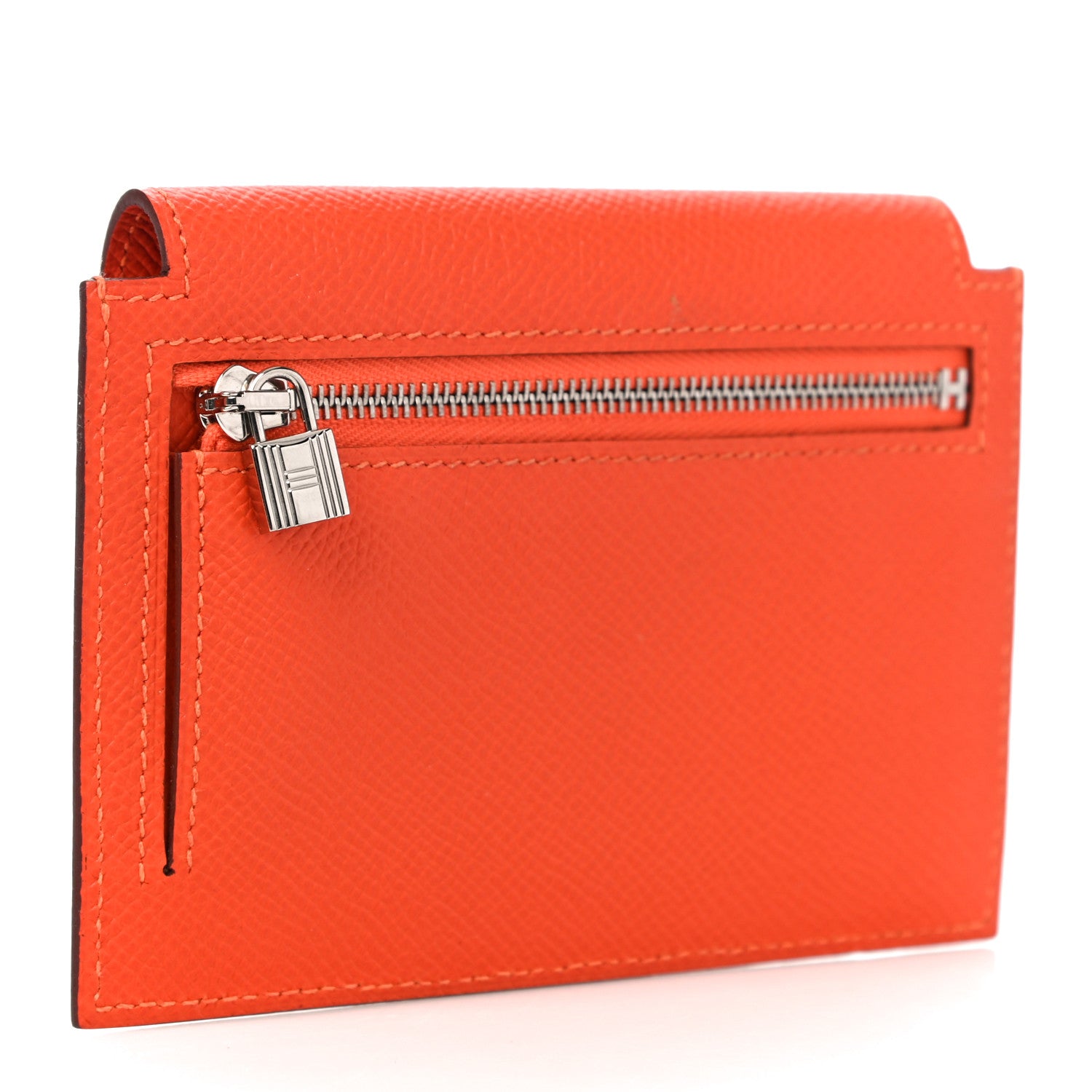 Hermes Epsom Kelly Pocket Compact Wallet Orange Poppy 3 of 11