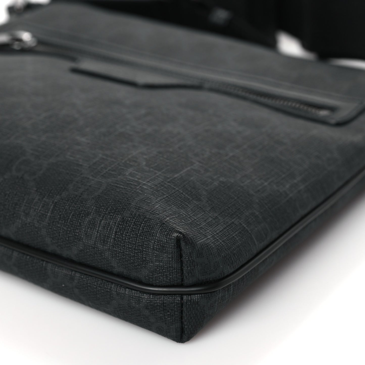 GG Supreme Monogram Flat Messenger Bag Black Grey
