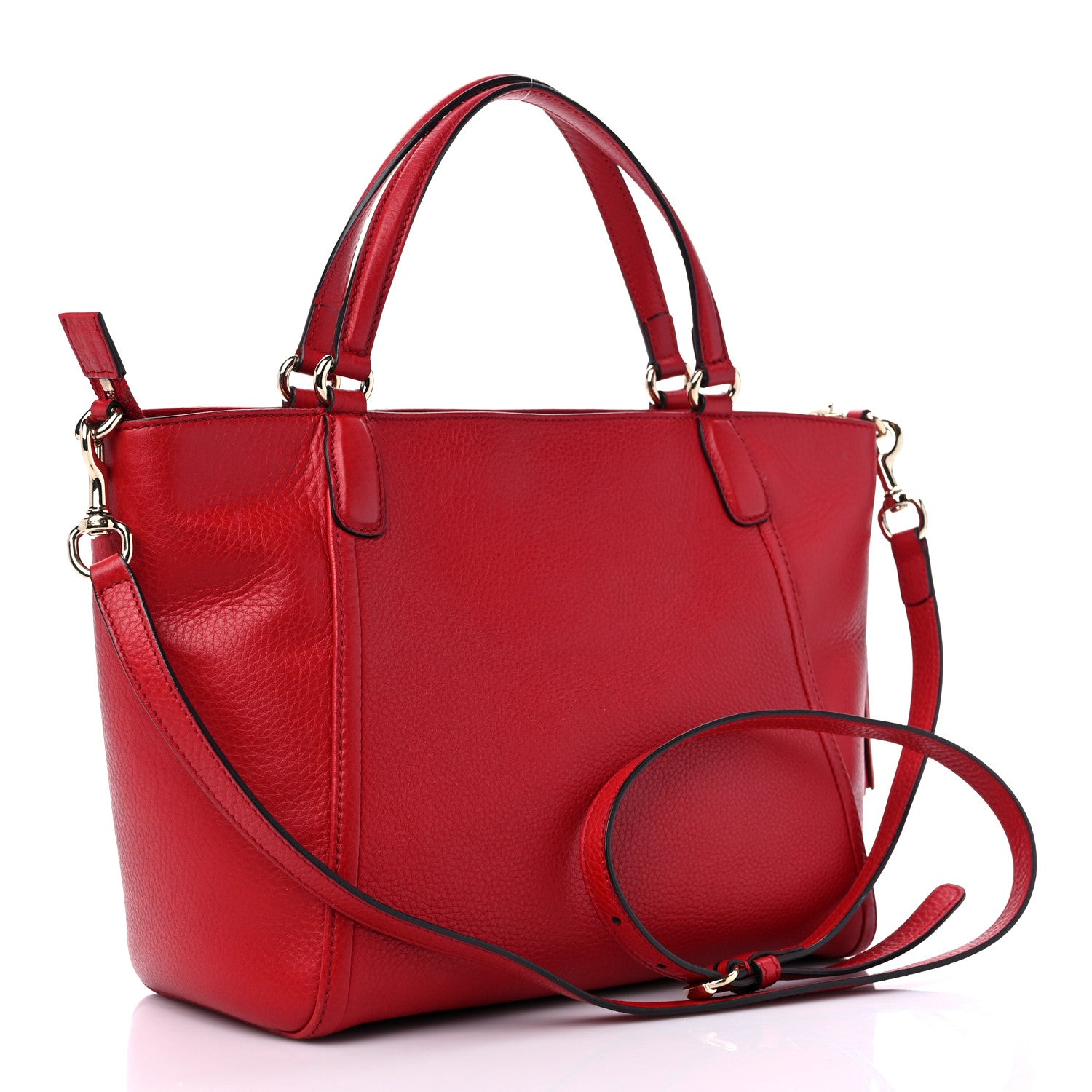 Gucci Pebbled Calfskin Small Soho Top Handle Bag Red 3 of 14