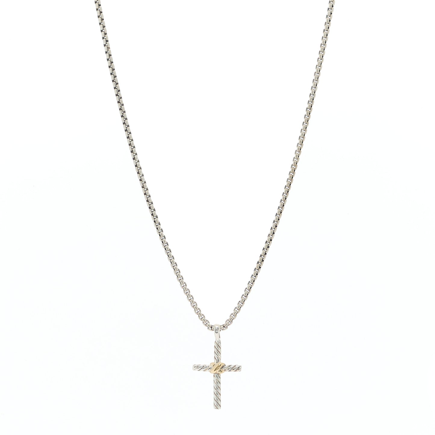 Sterling Silver 14K Yellow Gold Petite X Cross Pendant Necklace