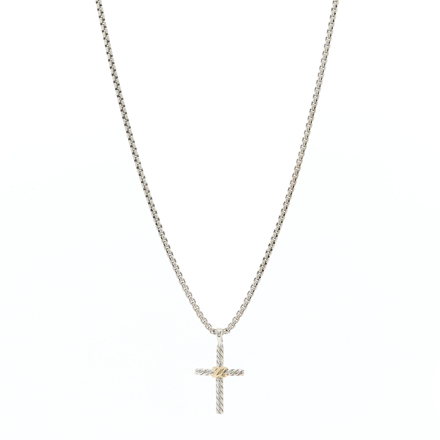 David Yurman Sterling Silver 14K Yellow Gold Petite X Cross Pendant Necklace 1 of 6