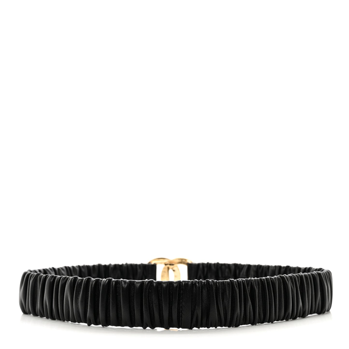 Lambskin Metal Ruched Chain CC Belt 75/30 Black