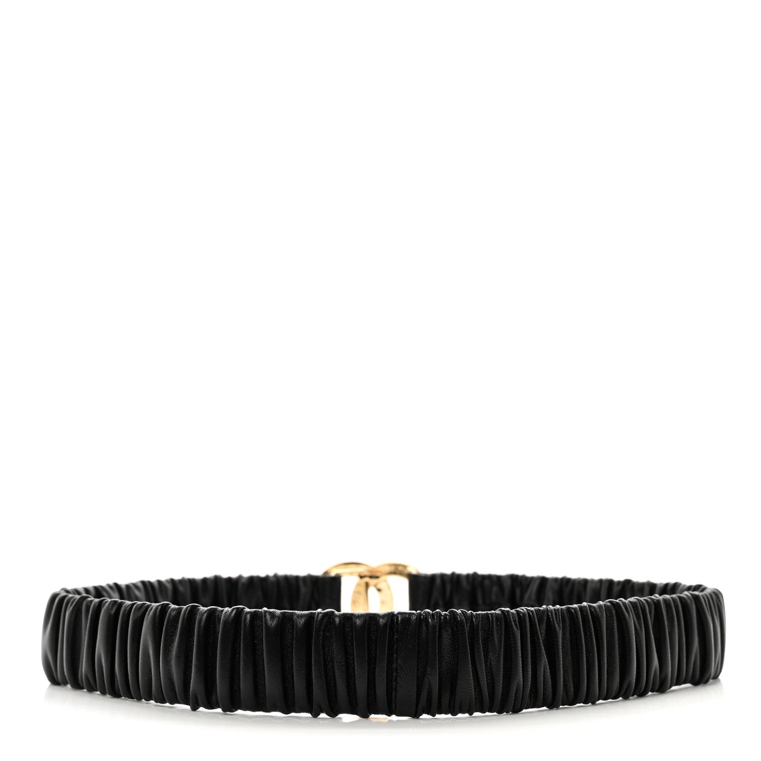 Chanel Lambskin Metal Ruched Chain CC Belt 75/30 Black 2 of 3